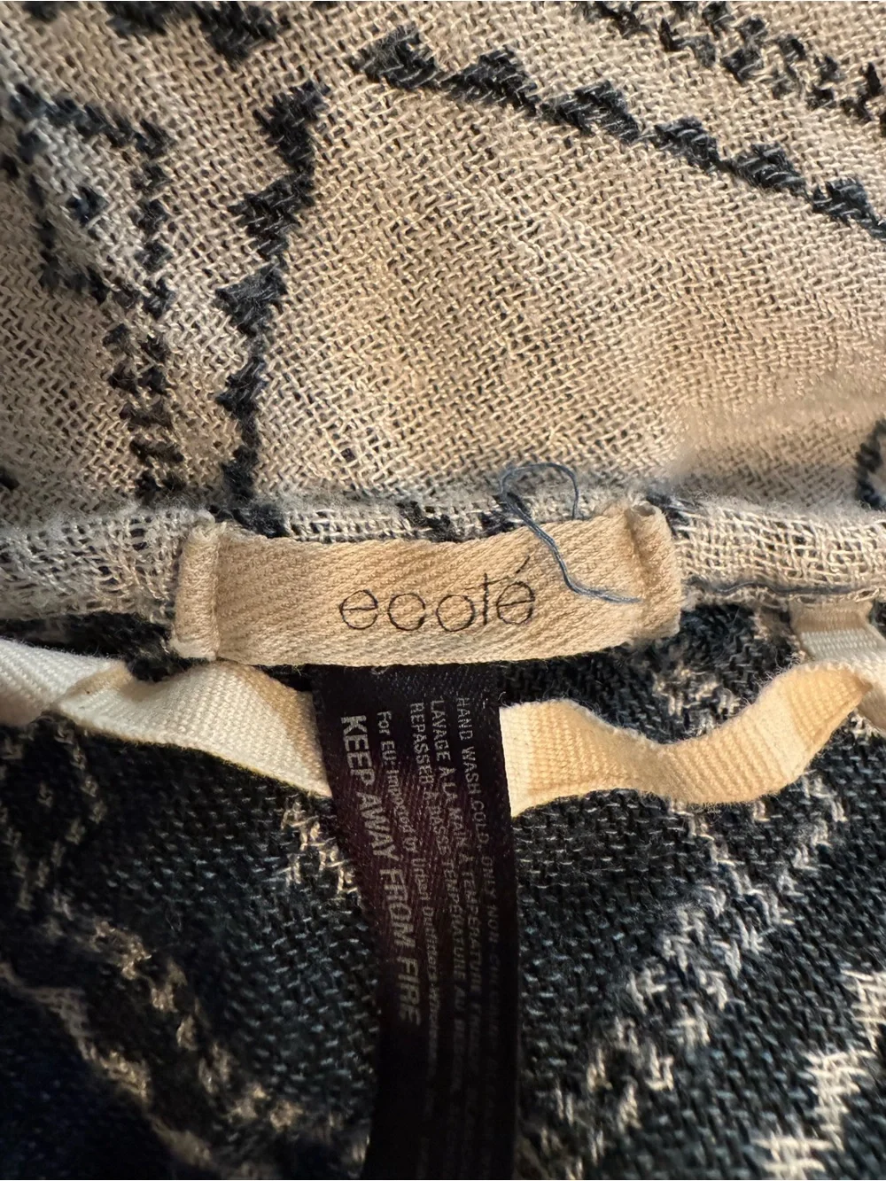 Ecote Ivory and Slate Geometric Knit Wrap with Pink Accents